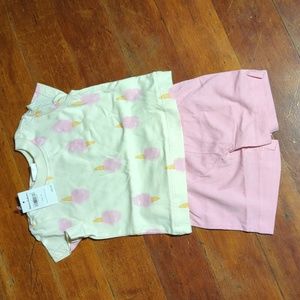 NWT Hanna Andersson 3-6 mo cotton candy/pink shorts set